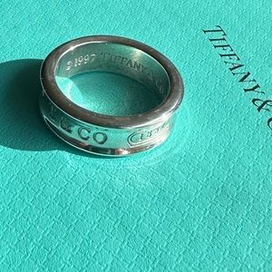 TIFFANY&CO. Sz 4.5 US 1837 Silver 925 Thick Wide Band T&Co. Ring